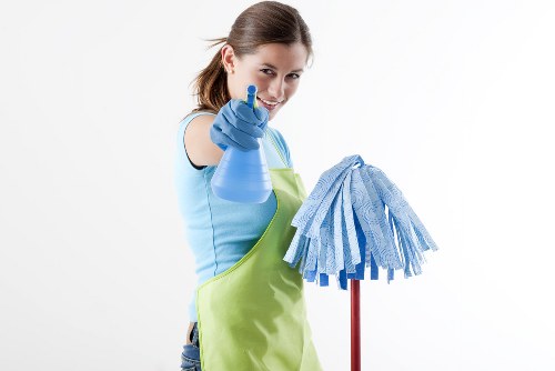 Professional cleaner preparing a Barnet rental property for end of tenancy inspection