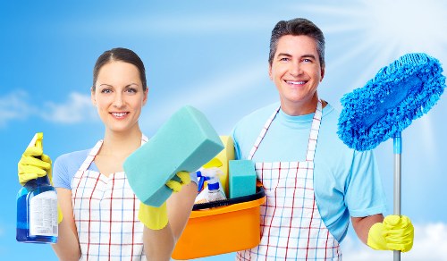Local cleaner working in a Barnet flat with family home background
